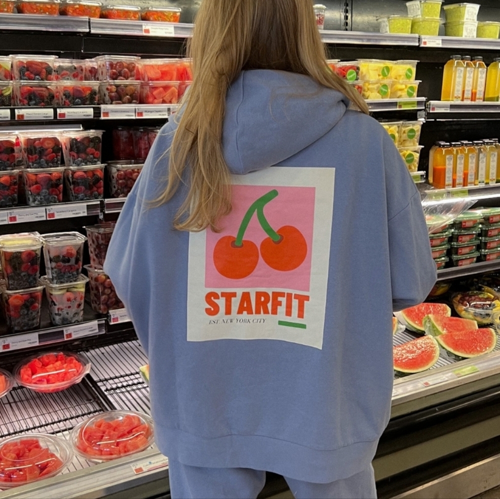 Starfit Blue Cherry Bomb Graphic Hoodie